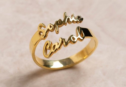 Sterling silver online double name ring