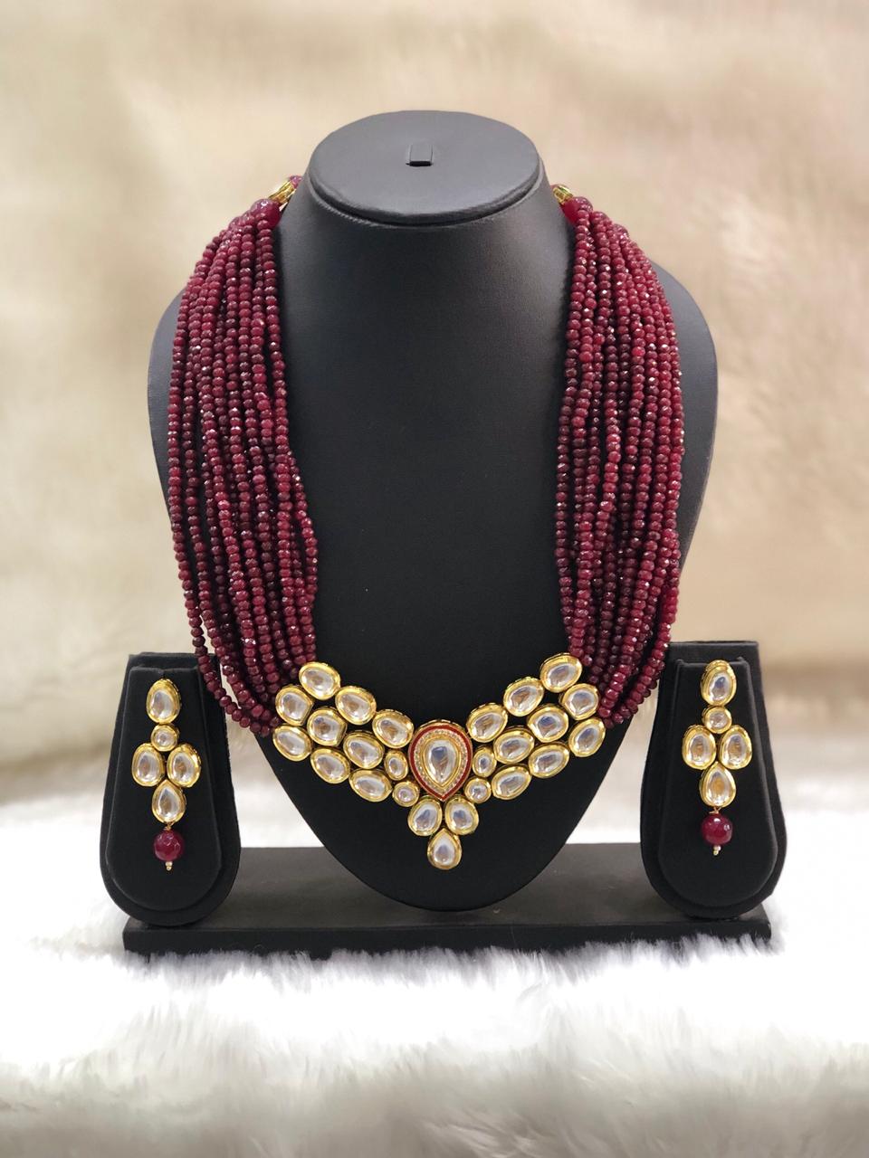 Maroon kundan store set