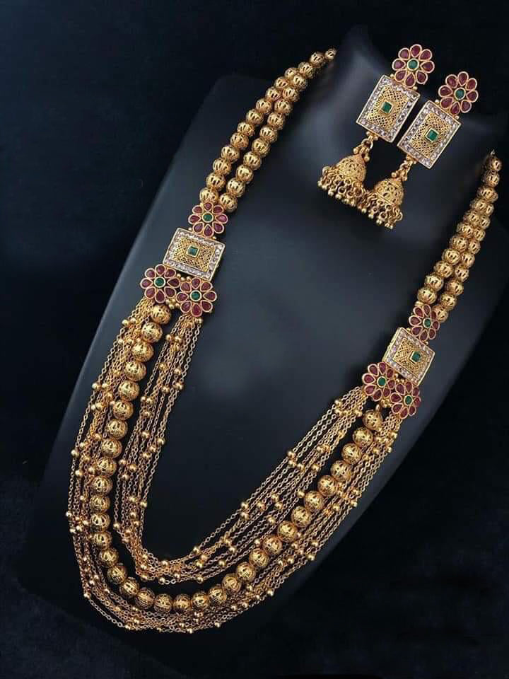 Classic Gold Plated Long Necklace Set
