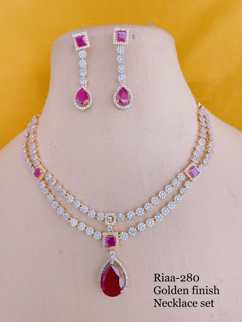 Glorious Ruby Red CZ Necklace Set