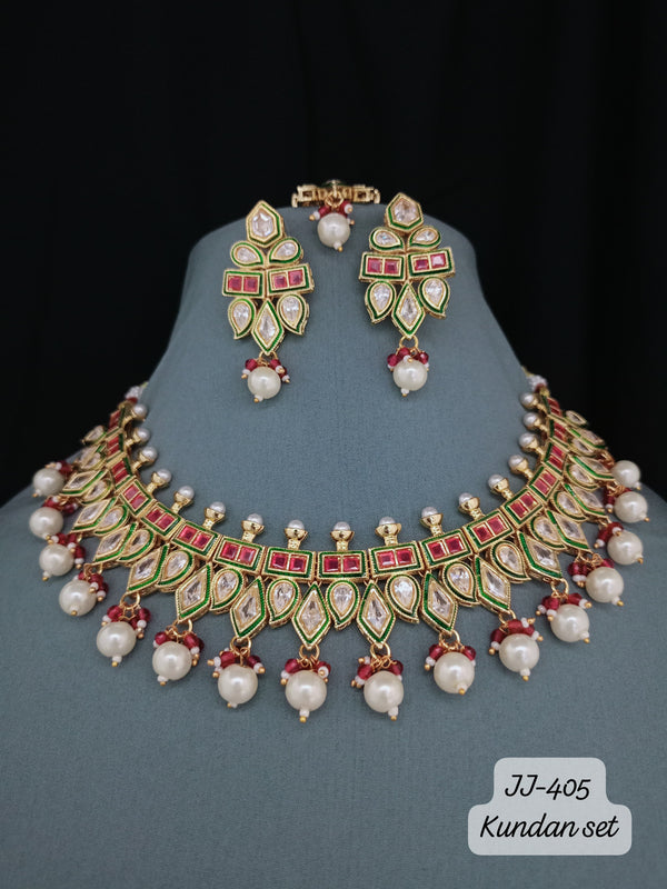 Radiant Rosewood Kundan Necklace Set