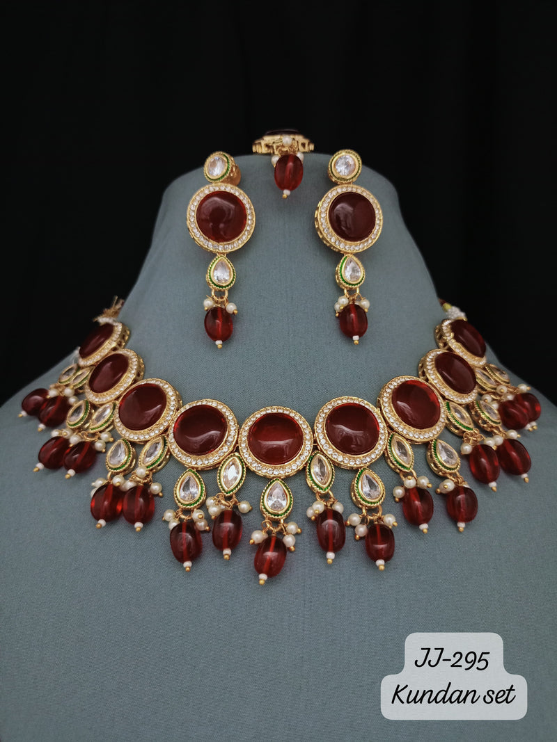 Exquisite Blood Red Kundan Necklace Set