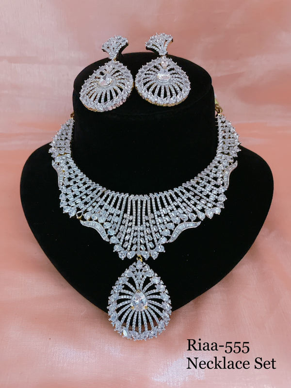 Captivating Diamond Studded CZ Necklace Set