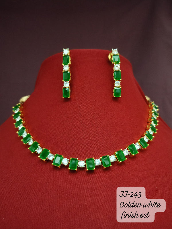 Antique Hunter Green Choker CZ Necklace Set