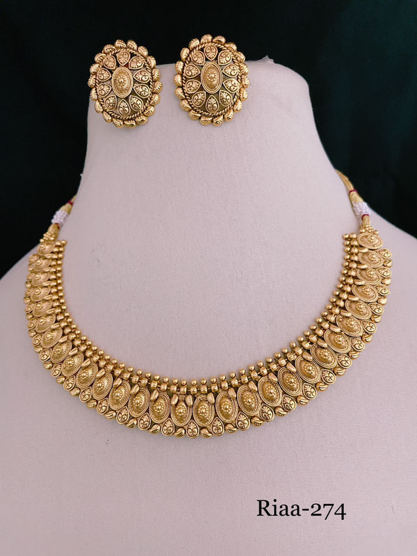 Classic Traditional Choker Gold Plated Necklace Set