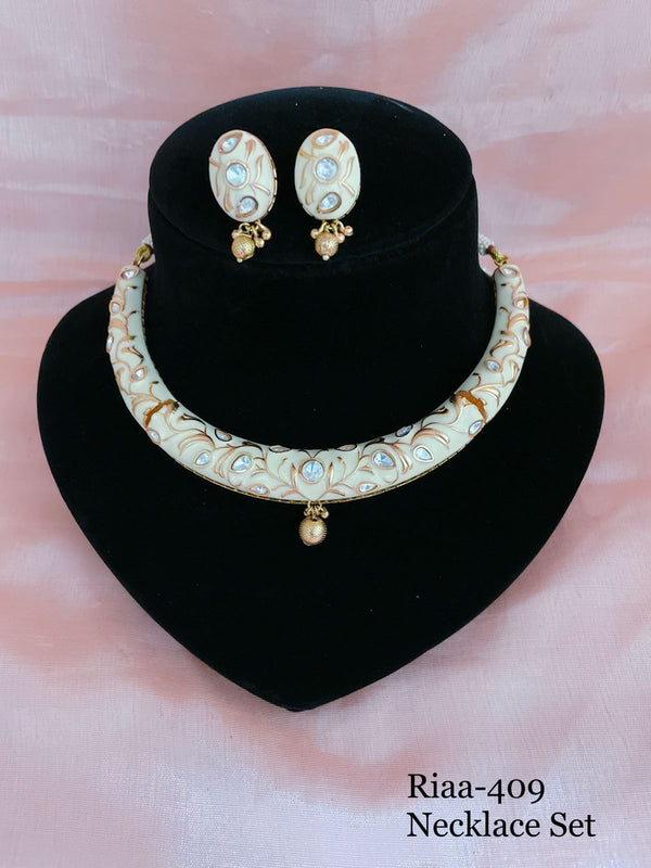 Timeless Seashell White Meenakari Necklace Set