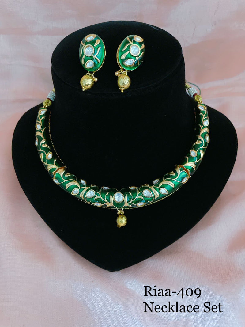 Timeless Hunter Green Meenakari Necklace Set