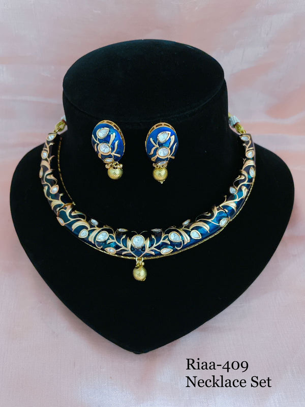 Timeless Duke Blue Meenakari Necklace Set