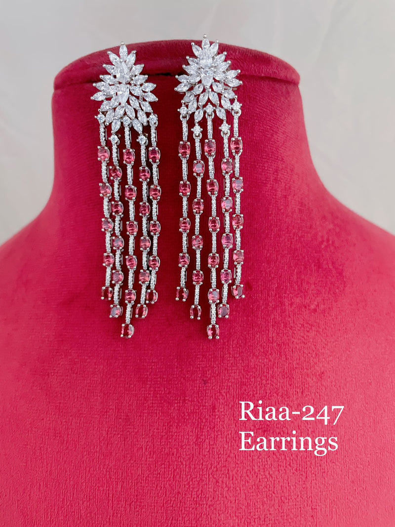 Dangling Ruby Red CZ Earrings