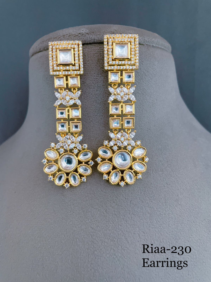 Sparkling Gold Bordered CZ Earrings