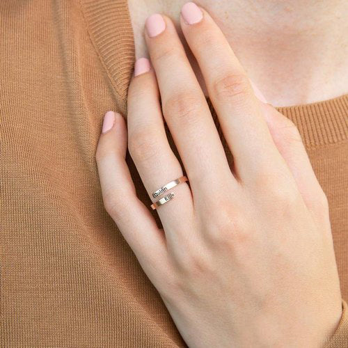 Letter Design Flower Ring - Adjustable